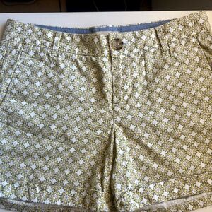 Banana Republic Geometric Bermuda Patterned Women's Shorts - Yellow and White